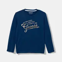 Dětské bavlněné tričko s dlouhým rukávem Guess