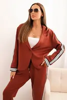 Kesi Włoski Dámská souprava s viskózou a lampasem a sportovní sako rudy