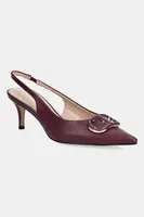 Kožené lodičky Twinset vínová barva, 252TCP030