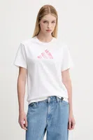 Bavlněné tričko adidas dámské, bílá barva, JV6085