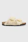 Vlněné pantofle Birkenstock Arizona Bb Shearling dámské, šedá barva, 1023130.TEDDY-EGGSHELL
