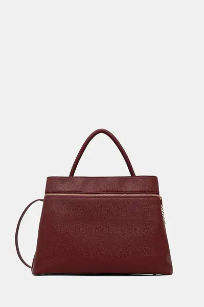 Kožená kabelka Twinset vínová barva, 252TD8260
