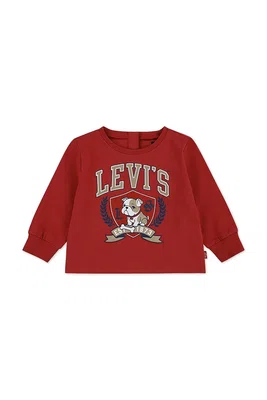 Dětské bavlněné tričko s dlouhým rukávem Levi's LOGO BULLDOG CREST TEE červená barva, s potiskem, 6EP166