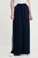 Tepláky adidas Originals Adicolor Satin Wide Leg dámské, tmavomodrá barva, s aplikací, JD0881