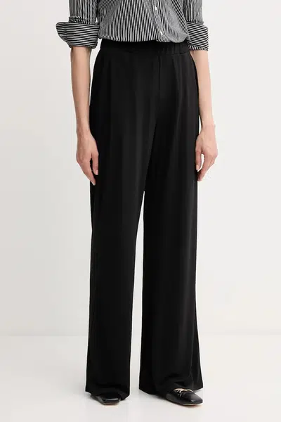 Kalhoty OUI dámské, černá barva, široké, high waist, 93781