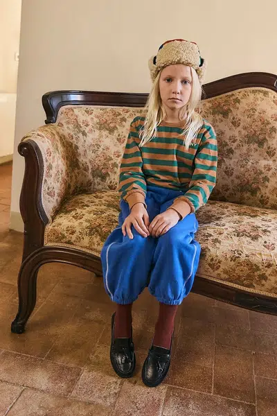 Dětské bavlněné tepláky Tinycottons CONTRAST SWEATPANT modrá barva, AW25-257