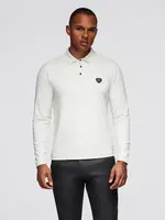 Ombre Long sleeve polo shirt with elegant branded buttons - cream