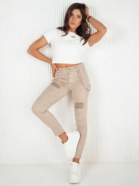 Dámské džíny s vysokým pásem ALEX Barva tmavě béžová DSTREET