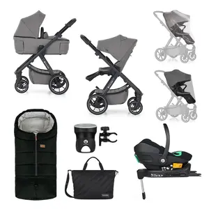 Petite&Mars Kočárek kombinovaný ICON 2v1 Dove Grey XXL RWS + Core Pro i-Size Black + Báze