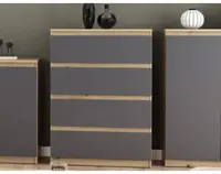 Komoda so 4 zásuvkami Carlos, dub artisan/grafit, 75 cm%