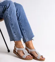 Gemre Silver sandals adorned with zirconia Michalina
