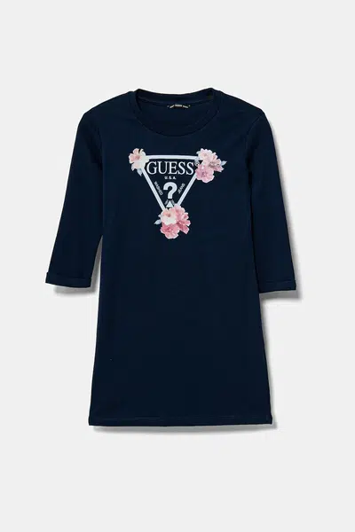 Dětské bavlněné šaty Guess modrá barva, mini, J3YK13 KA6W4