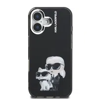 Zadní kryt Karl Lagerfeld IML Aquarelle Karl and Choupette pro Apple iPhone 16, černá