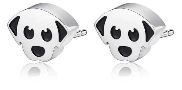 S'Agapõ Krásne oceľové náušnice psík Click SCK158