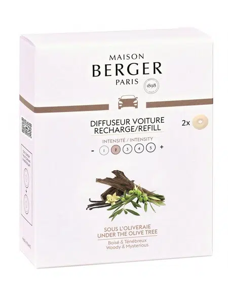 Maison Berger Paris Náhradná náplň do difuzéra do auta Olive Tree (Car Diffuser Recharge/Refill) 2 ks