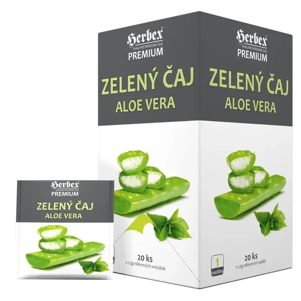 Herbex Premium Zelený čaj s Aloe vera 20x1.5g sáčků