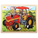 Bigjigs Toys Drevené puzzle traktor 24 dielikov