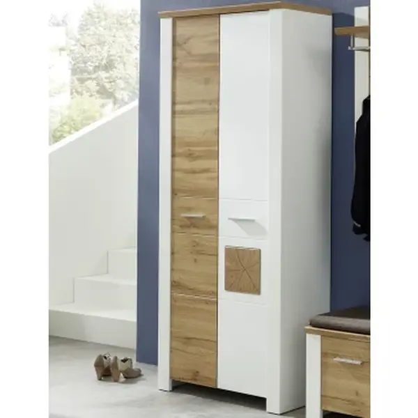 Předsíňová šatní skříň Materio, dub/bílá