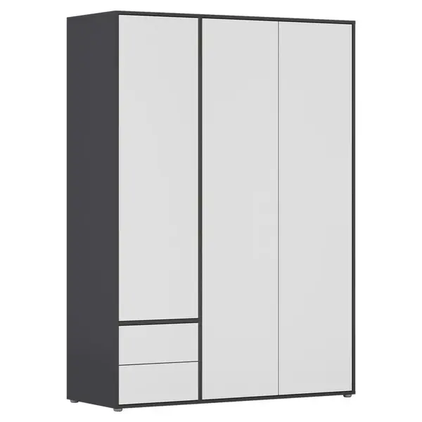 Rauch Möbel ŠATNÍ SKŘÍŇ S OTOČNÝMI DVEŘMI, šedá, bílá, 140/194/53 cm