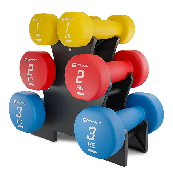 Sada kulatých fitness činek se stojanem 12kg