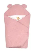Baby Nellys Beránková zavinovačka s kapucí bavlna/beránek, Teddy - Baletka, pudrově růžová