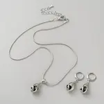 Teardrop Brass & Cubic Zirconia Pendant Necklaces & Hoop Earrings Jewelry Set for Women