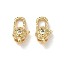 Flower Brass Micro Pave Cubic Zirconia Lobster Claw Clasps