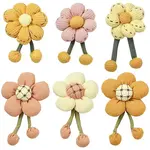 1 Sets 6Pcs 6 Styles Flower Fabric Brooches Mixed Colors