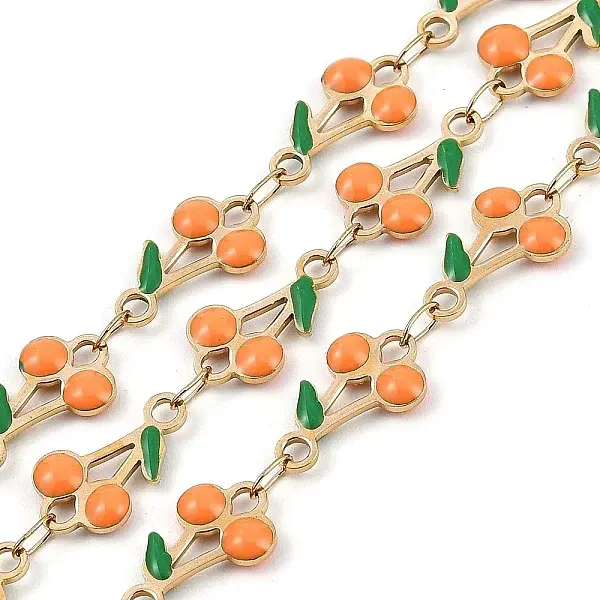 Ion Plating(IP) 304 Stainless Steel Enamel Cherry Link Chains