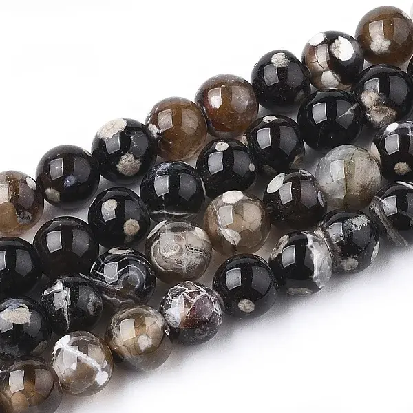 Natural Fire Crackle Agate Beads Strands