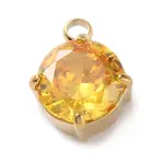 304 Stainless Steel Micro Pave Cubic Zirconia Pendants