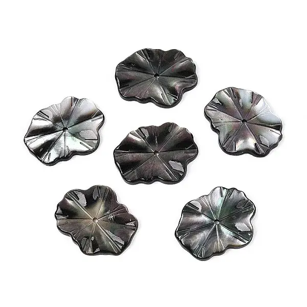 Natural Black Lip Shell Carved Leaf Beads