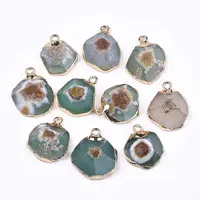Electroplate Natural Agate Pendants