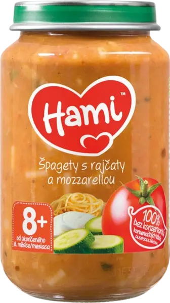 HAMI zeleninový příkrm Špagety s rajčaty a mozzarellou, 8+ 200 g