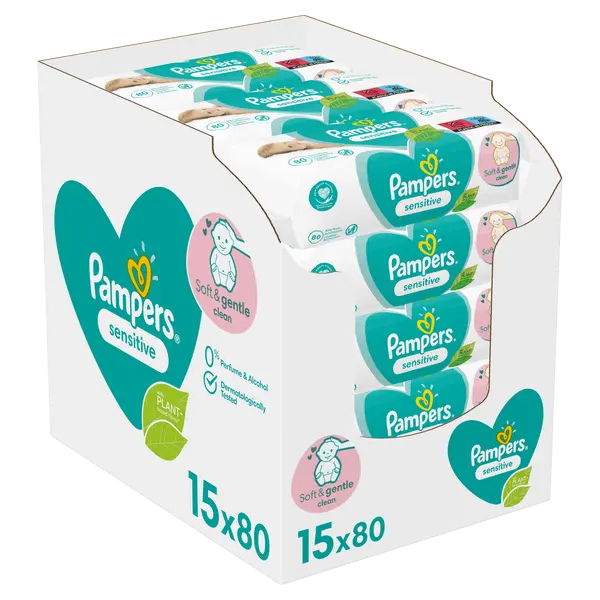 PAMPERS Sensitive XXL Vlhčené ubrousky 15 x 80 ks