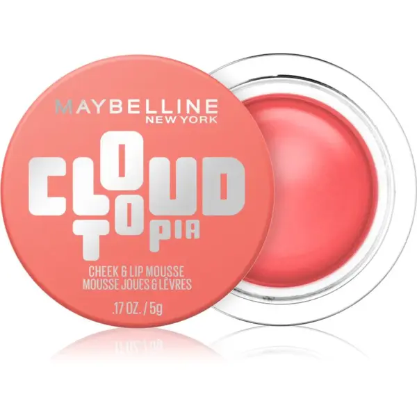 MAYBELLINE NEW YORK CloudTopia matná krémová tvářenka na rty a tváře odstín 05 Coral Illusion 5 g
