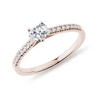 Romantický diamantový prsten se srdíčkem v růžovém zlatě KLENOTA