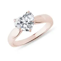 Prsteň z ružového zlata s lab grown diamantom v tvare srdca KLENOTA