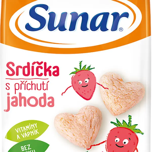 SUNAR dětské křupky jahodová srdíčka 50 g