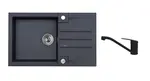 Alveus - Set dřezu Rock 130 a baterie Clara, s ovládáním odpadu, carbon SETA25887