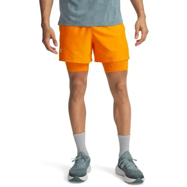 Under Armour LAUNCH 5 2-IN-1 Pánske kraťasy, oranžová, veľkosť L
