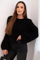 Kesi Włoski Svetr dámský z mohairu s bufáčovými rukávy malinová