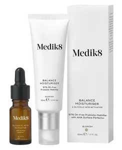 MEDIK8 Balance Moisturiser & Glycolic Acid Activator - Matující krém pro prevenci akné 50 ml + 10 ml 2 ks