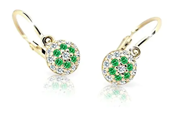 Cutie Jewellery Zlaté detské náušnice C2150-10-X-1 zelená
