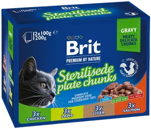 BRIT Premium Cat kapsa Sterilised Plate 12 x 100 g