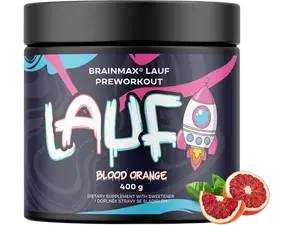BRAINMAX LAUF Preworkout s kofeinem červený pomeranč 400 g