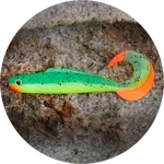 Redbass gumová nástraha twister kixter fluo/green rhrt uv - l 155 mm 25 g