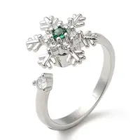 Rotatable Cubic Zirconia Snowflake Open Ring