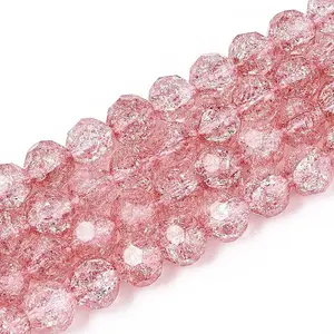 Transparent Crackle Glass Beads Strands
