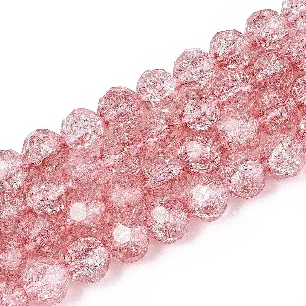 Transparent Crackle Glass Beads Strands